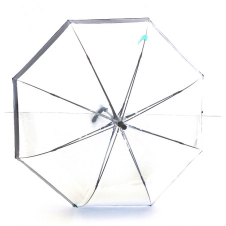 Paraguas largo transparente con ribete negro, mediano,  automático.
