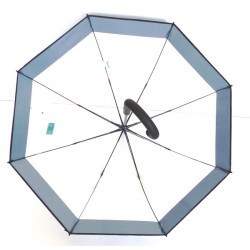 Paraguas largo transparente con ribete negro, mediano,  automático.