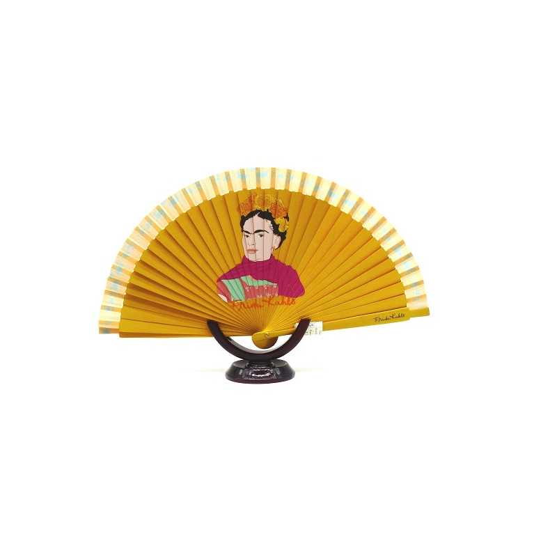 Abanico, mediano, doble cara, de madera, Frida  Kahlo 050