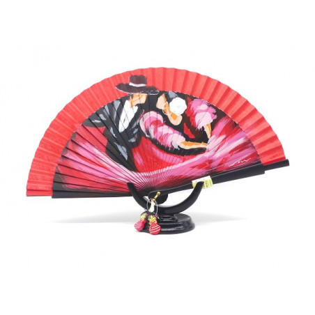 Abanico, mediano, de madera, pintado a mano, baile Flamenco 032