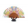 Abanico originales, mediano, de madera de cerezo, elegante flamingo , peso muy ligero, seda-algodón. 069