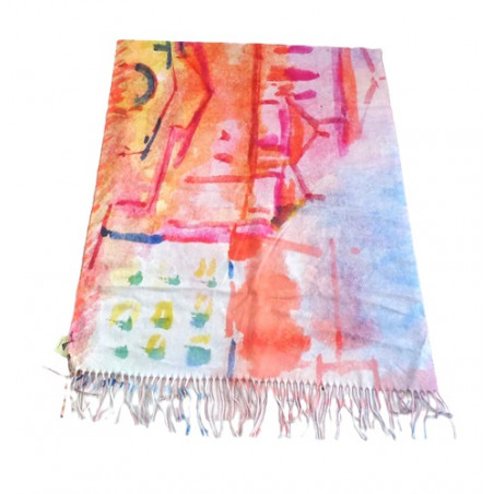 Conjunto de bufanda grande + guantes, "Edificio del Cementerio" 1914 Paul Klee.