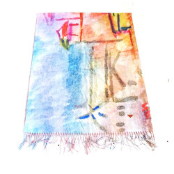 Conjunto de bufanda grande + guantes,  "Edificio del Cementerio" 1914 Paul Klee.