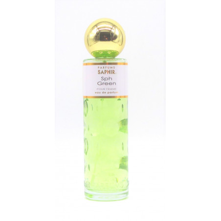 Colonia Sph Green de Saphir, Woman , 200 ml spray. frutal, envase cristal