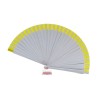 Abanico, mediano, de madera natural, hecho a mano, amarillo o verde, abanicos artesanales, Mafalda. 105-B