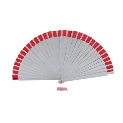 Abanico, mediano, de madera natural, hecho a mano, rojo o azul, abanicos artesanales, Mafalda. 105-C