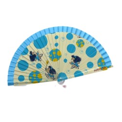 Abanico, mediano, de madera natural, hecho a mano, rojo o azul, abanicos artesanales, Mafalda. 105-C