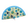 Abanico, mediano, de madera natural, hecho a mano, rojo o azul, abanicos artesanales, Mafalda. 105-C