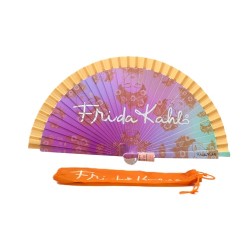 Abanico, mediano, de madera,  rosa, azul o naranja, abanicos artesanales, Frida Kahlo. 106